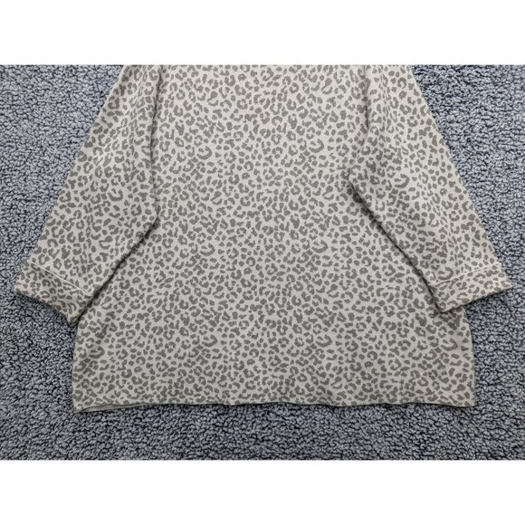 Cynthia Rowley Animal Print Sweater Size 2X Knit 3/4 Sleeve Soft Cozy Plus Gray - Picture 4 of 12